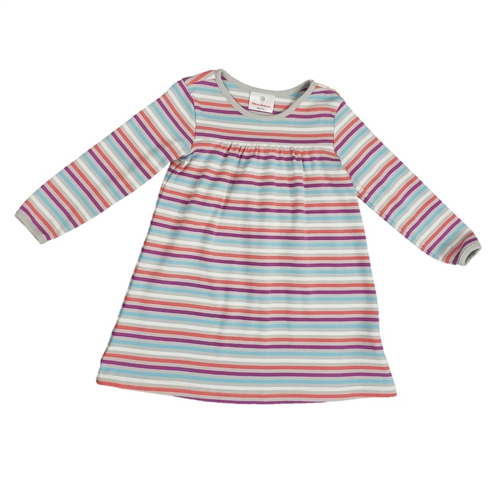 Hanna Andersson Dress 100 Gray Multicolor Stripe
